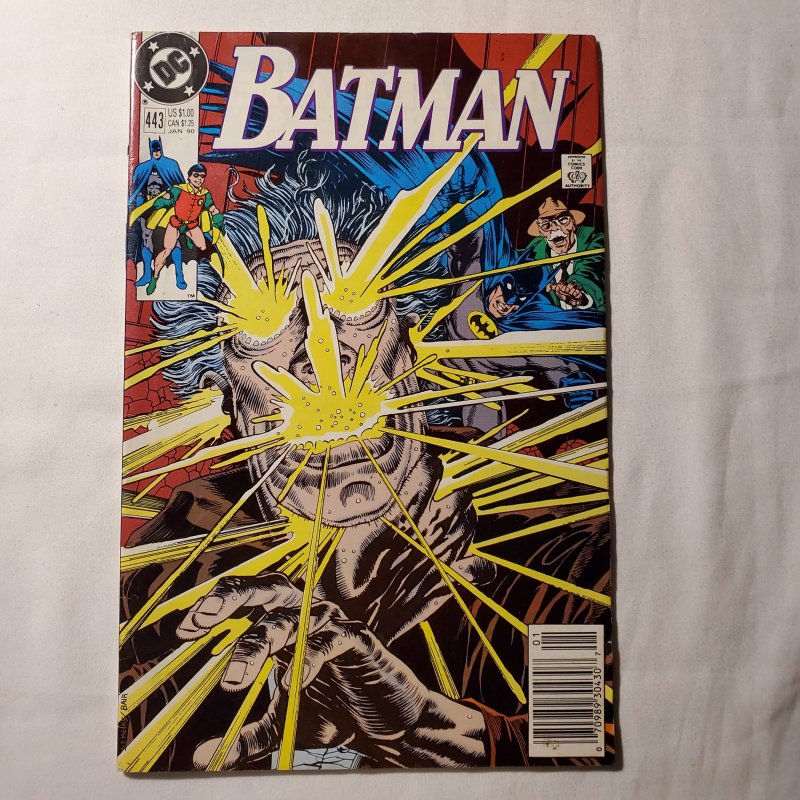 Batman 443 Very Good- Big chuck missing on back Cover by Michael Bair