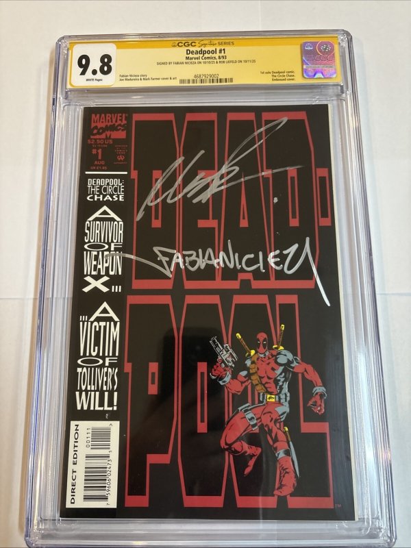 Deadpool (1993) # 1 (CGC 9.8 SS) Signed Fabian Nicieza * Rob Liefeld * Marvel