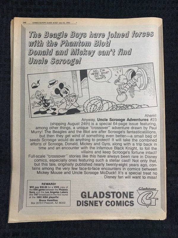 1993 COMICS BUYERS GUIDE Newspaper #1027 FN 6.0 Tim Truman / Jonah Hex