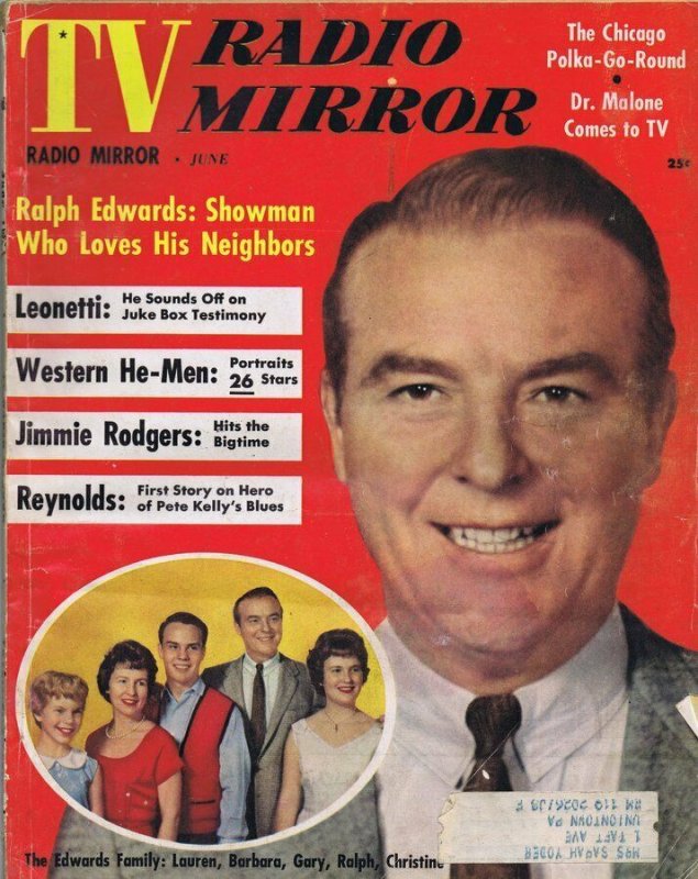 ORIGINAL Vintage June 1959 TV Radio Mirror Magazine Ralph Edwards 