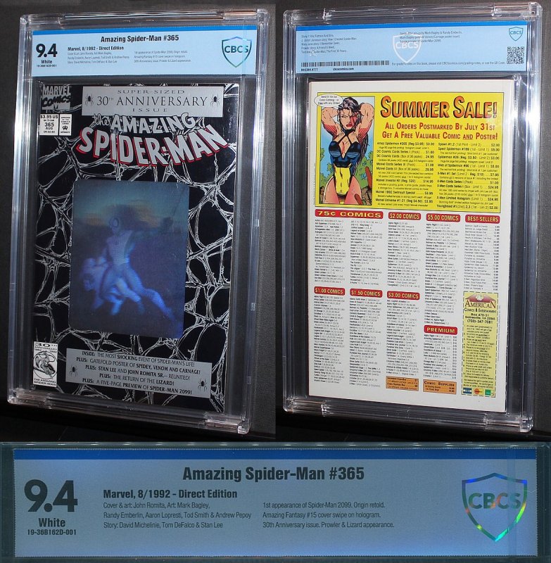 Amazing Spider-Man #365  /  CBCS 9.4 NM  / Ist Spiderman 2099  1992