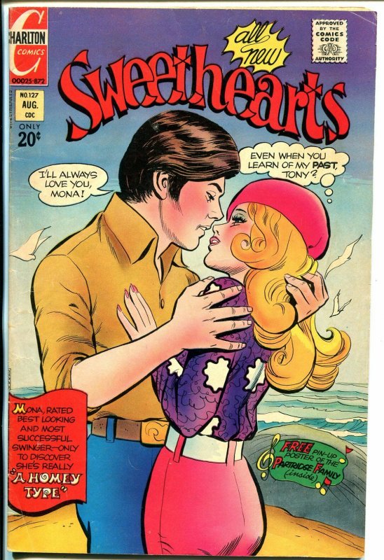 Sweethearts #127 1972-Charlton-spicy rear view cover-Partridge family-romance-FN