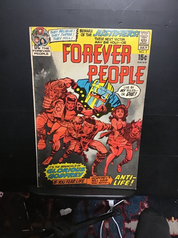 The Forever People #3 (1971) high-grade Kirby art, glorious Godfrey! VF Wow!