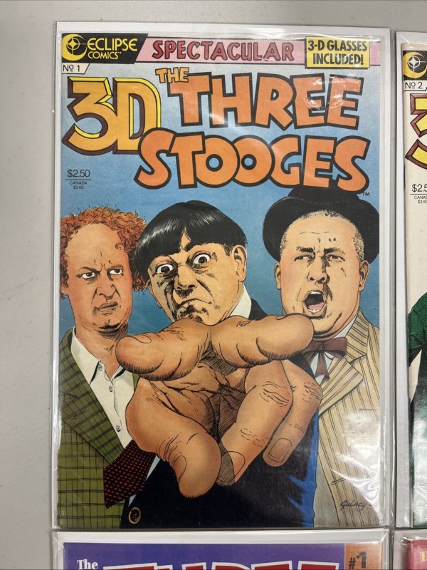 The Three Stooges 3D (1986) # 1-2 + Set Of 2 (1991) (VF/NM) Eclipse Comics