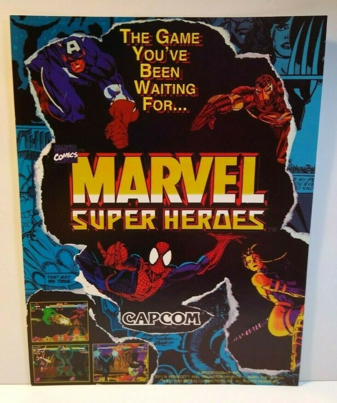 Marvel Super Heroes Arcade FLYER Spiderman Avenger Original NOS Comic Art Capcom 