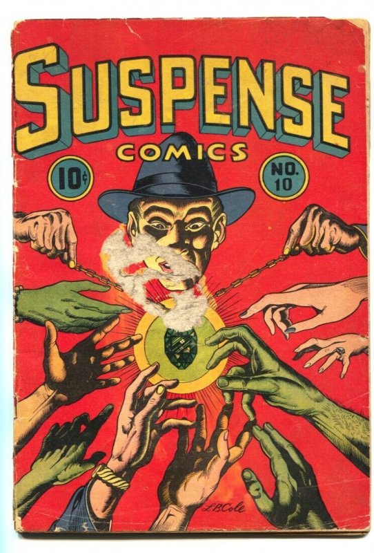 SUSPENSE COMICS #10 1945-LB COLE-HORROR-CRIME-SATAN-ultra RARE!