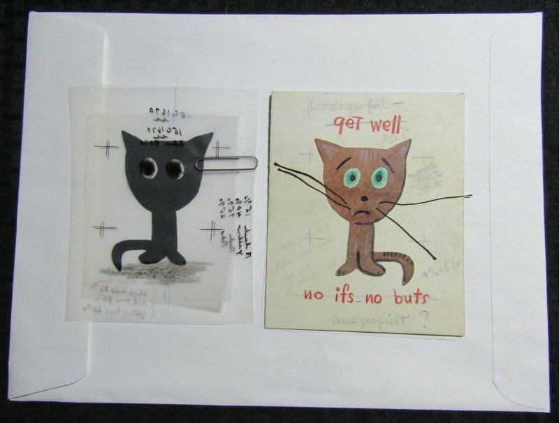 GET WELL NO IF, NO BUTS Cute cat 4.5x5.5 Greeting Card Art #C1670 w/ Film