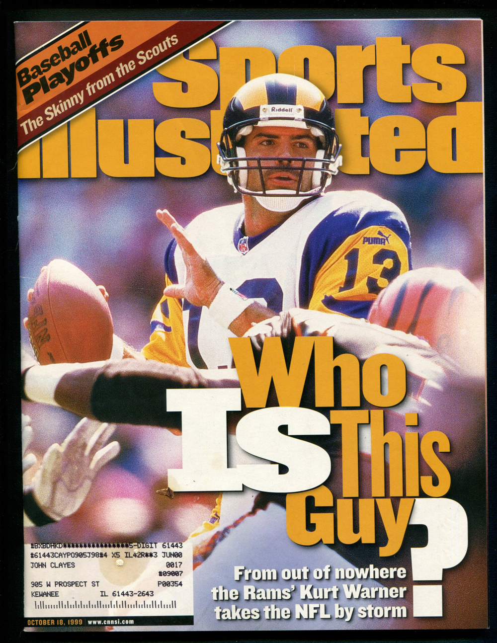 Sports Illustrated ( 8.0 VFN) Kurt Warner / October 1999