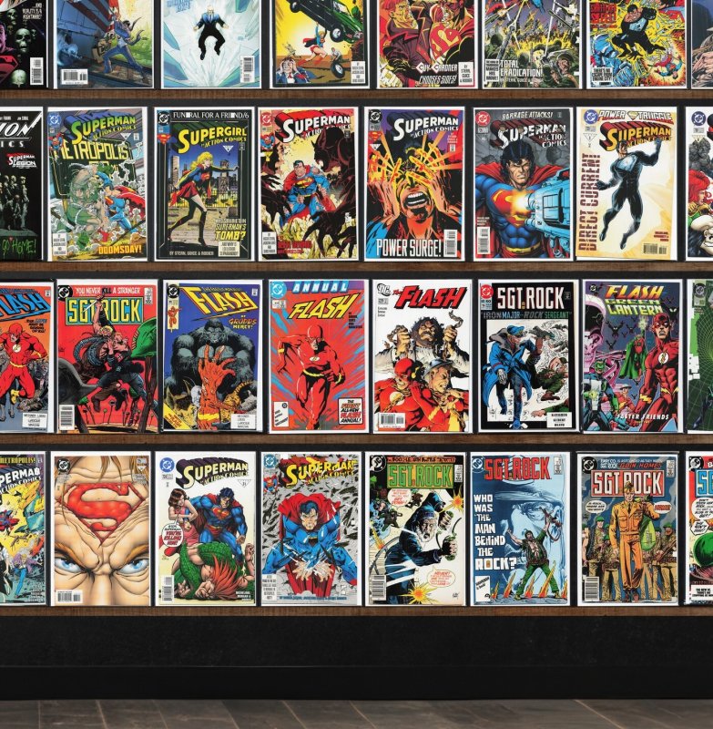 Huge Lot 150+ Comics with Action Comics, The Flash, Sgt. Rock, Gunfire & More!