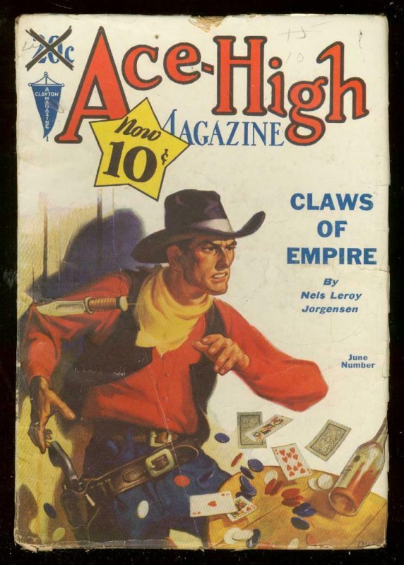ACE-HIGH MAGAZINE JUNE 1933-WESTERN PULP-CARD GAME COVR VG