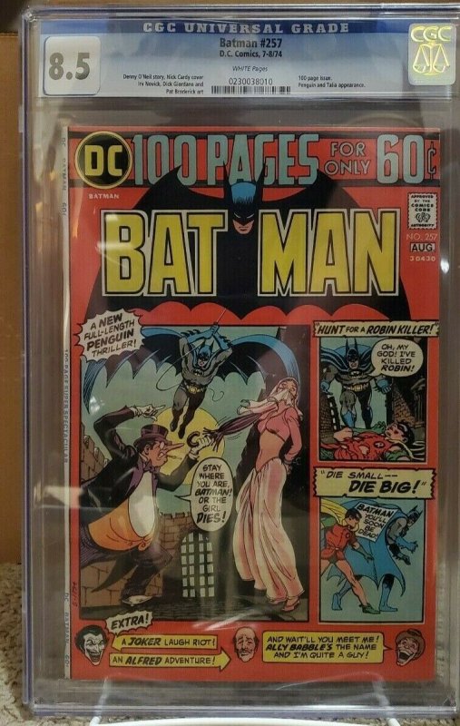 Batman #257 - CGC 8.5 - White Pages - 100 Page Spectacular