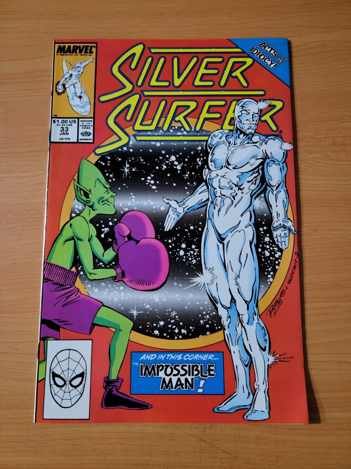 2 90s Comic Books Silver Surfer Captain America With Trading Card ph