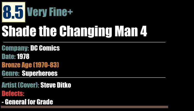 Shade the Changing Man 4 (1978) VF+ 8.5 Bronze Age DC Comics