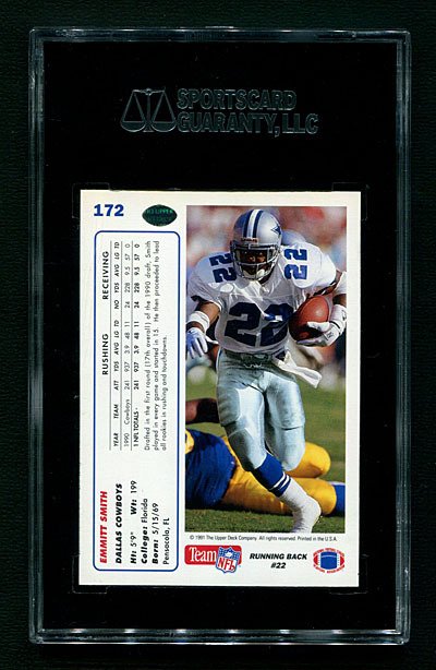 1991 Upperdeck Emmitt Smith #172 (SGC 98 Gem Mint 10)