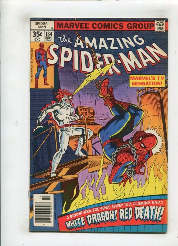 AMAZING SPIDER-MAN #184 (6.0) WHITE DRAGON RED DEATH!! 1978