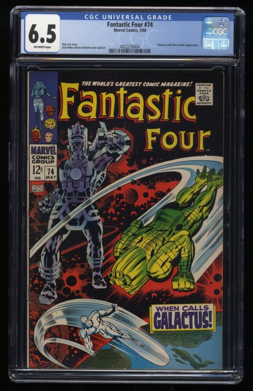 Fantastic Four #74 CGC FN+ 6.5 Off White Galactus and Silver Surfer Appearance!