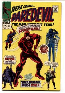 DAREDEVIL #27 comic book-MARVEL-GENE COLAN ART-SPIDER-MAN VF-