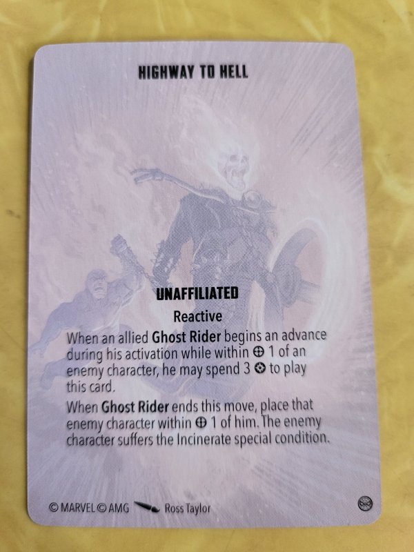 Marvel Crisis Protocol Game Card - Highway to Hell