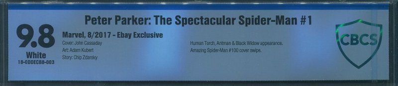 Spectacular Spiderman Ebay Variant #1  /  CBCS 9.8 NM-MT  /   2017