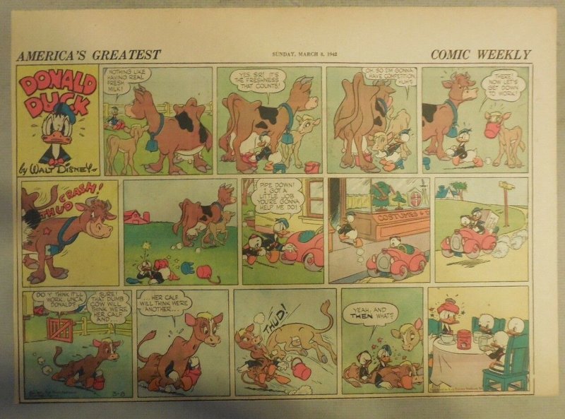 Donald Duck Sunday Page by Walt Disney from 3/8/1942 Half Page Size 
