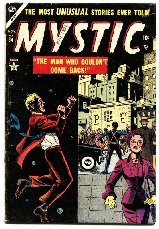 MYSTIC #34 1954-comic book vg ATLAS-SCI-FI-DINOSAURS-VIOLENCE-TERROR-PRE-CODE 