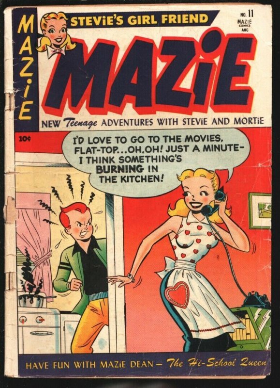 Mazie #11 1953--Headlight cover art-Teen humor-headlight panels-Paper dolls-G