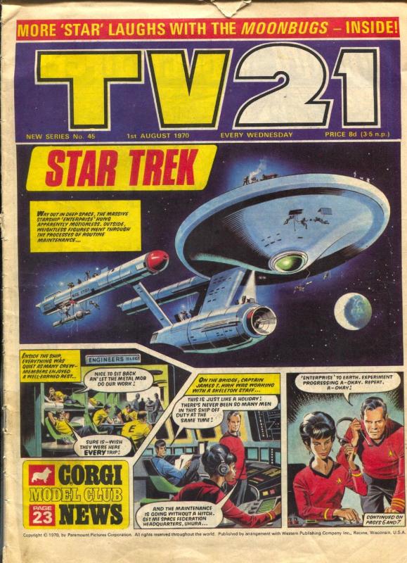 TV 21 #45 1970- British comic- Star Trek- Tarzan G/VG