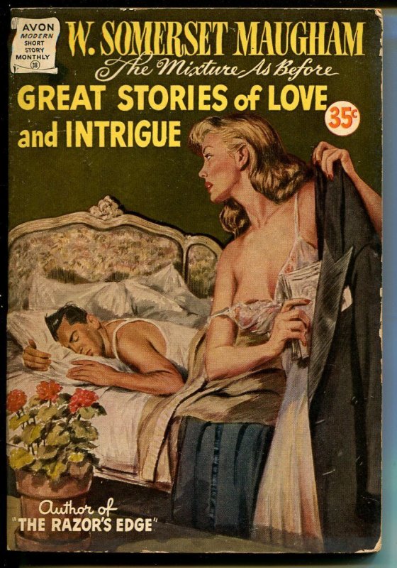 PULP:  Avon Modern Short Story Monthly #47 1947-Maugham-Spicy Good Girl Art-V...