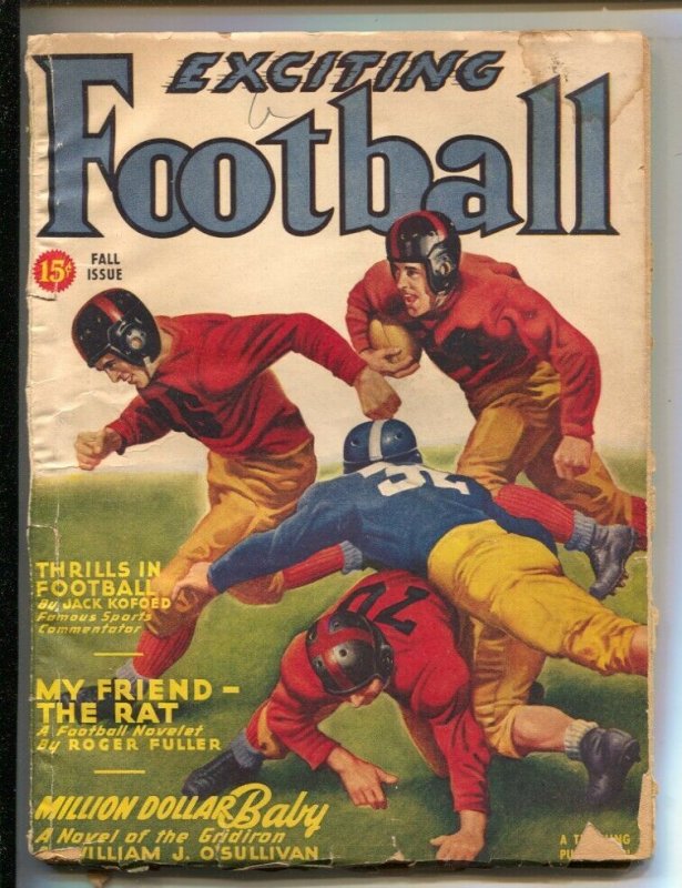 Exciting Football-Fall 1946-Football game cover-vintage uniforms-Pulp stories...