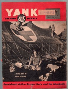 Yank 3/3/1944-Army Weekly-early Sad Sack cartoon-Massacre-cheesecake-FR