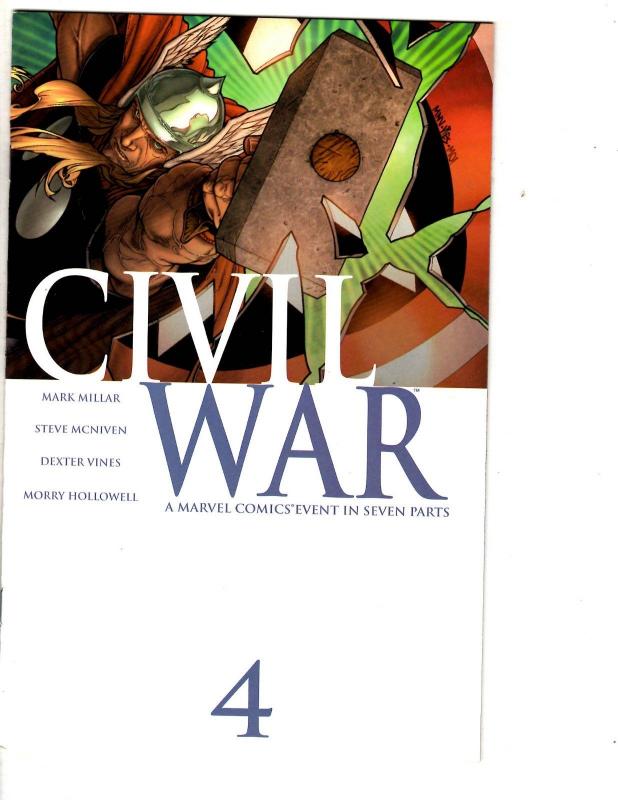 Civil War # 4 VF Marvel Comic Book Iron Man Captain America Thor Spider-Man CA1