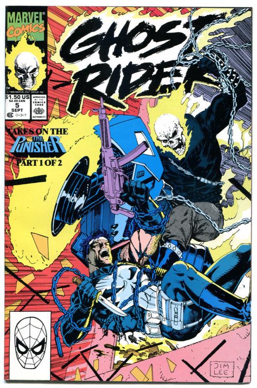 GHOST RIDER #5, VF+, Punisher, Jim Lee, Texeira,Flame, 1990 1991, more in store