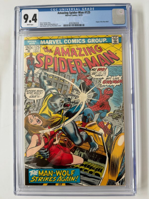 The Amazing Spider-Man #125 CGC 9.4 Second App/origin Of Man-Wolf Marvel (1973)