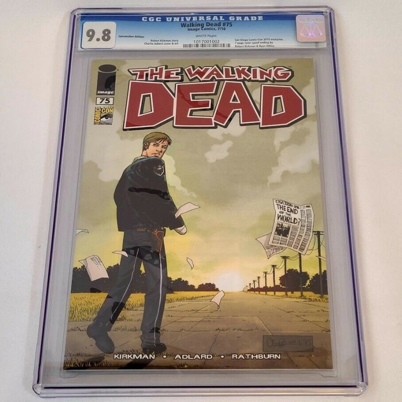 2010 Walking Dead #75 SDCC Adlard Variant CGC 9.8 Robert Kirkman Liam Death