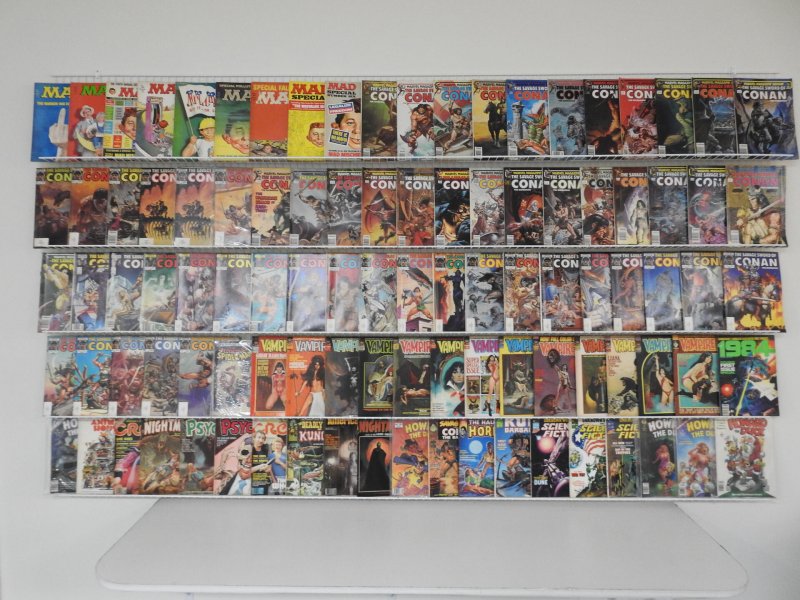 Huge Lot 100 Magazines W/ Vampirella, Conan, Mad, Howard the Duck Avg FN Cond