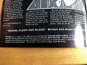 Widow: Flesh and Blood #1 (1992) Indie Horror Ground Zero Comics