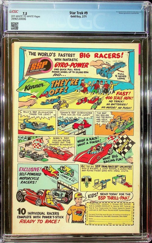 Star Trek #9 (1971) - CGC 7.5 - Cert #3996530006