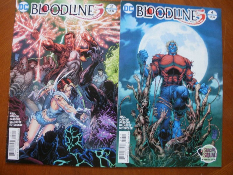 2 DC Comics BLOODLINES Limited Series Comic #3 #4 (Krul Marion Parsons)