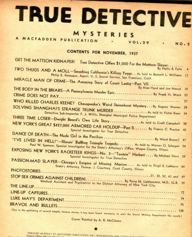 True Detective Mysteries Magazine November 1937