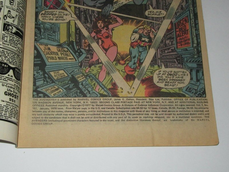 Avengers #167 Guardians of the Galaxy Appearance 1978 Marvel Comics VF