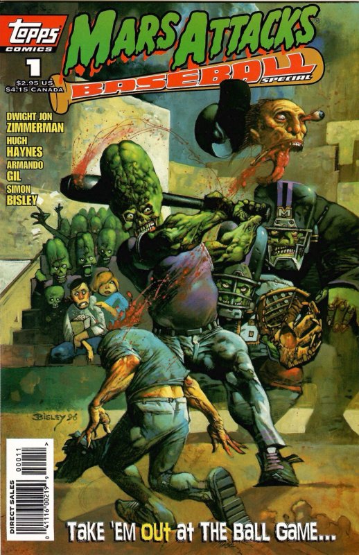 Mars Attacks Baseball (1996) New Simon Bisley Cover