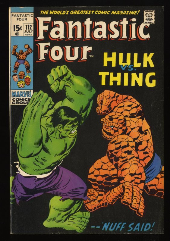 Fantastic Four #112 FN/VF 7.0 Hulk Vs Thing! Marvel Comics