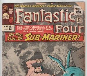 Fantastic Four #33 strict GD/VG 3.0   1st Appearance - Attuma   Many more FFs up