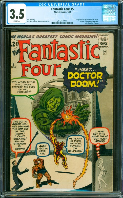 Fantastic Four #5 CGC Graded 3.5 Origin and 1st appearance of Dr. Doom. Full ...