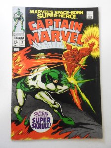 Captain Marvel #2 (1968) VG+ Condition moisture stain