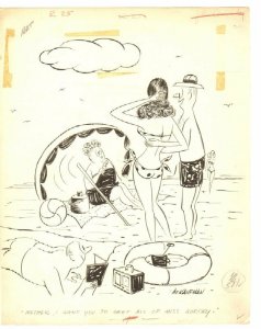 Sexy Bikini Babe Meeting Mom Humorama Gag - 1960 Signed art by Al Kaufman