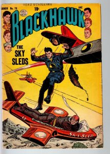 BLACKHAWK COMICS #74-FEMALE ROBOT-SCI FI WAR-AVIATION-QUALITY PUBS-1954-VG VG