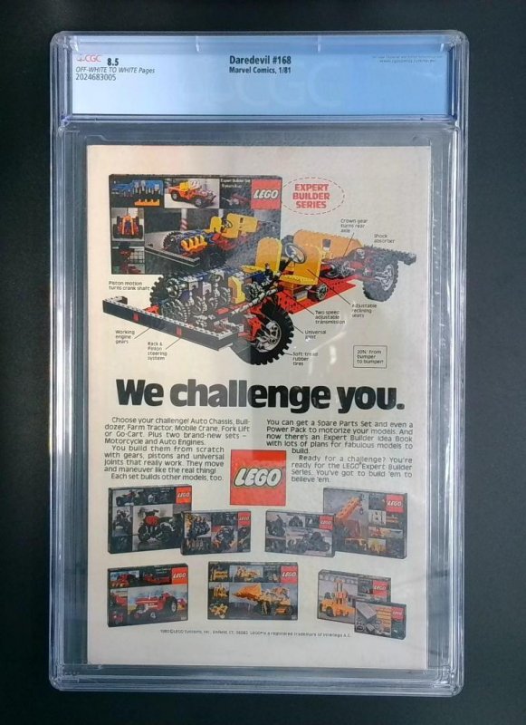 Daredevil #168, CGC 8.5 1st Appearance of Elektra, Marvel Comics, 1981 JR1