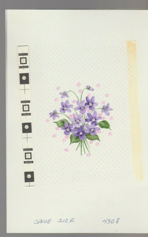 PURPLE & PINK Flower Bouquet 5.5x8.75 #4308 Greeting Card Art