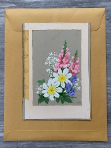 ON YOUR ENGAGEMENT Pink Purple & White Flowers 6x8.5 Greeting Card Art EN1304